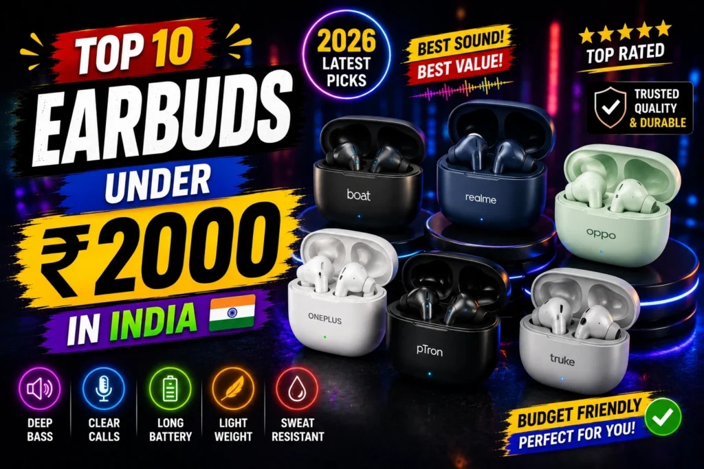 Top 10 Best Earbuds Under ₹2000 in India Top 10 Earbuds Under ₹2000 in India